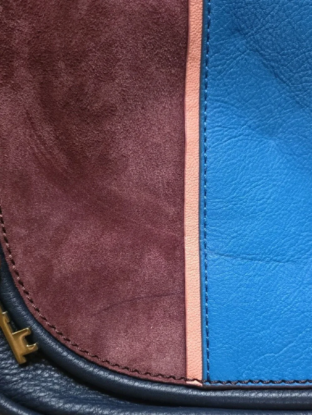 Fossil Women's Colorblock Leather & Suede Crossbody Bag - Blue/Burgundy